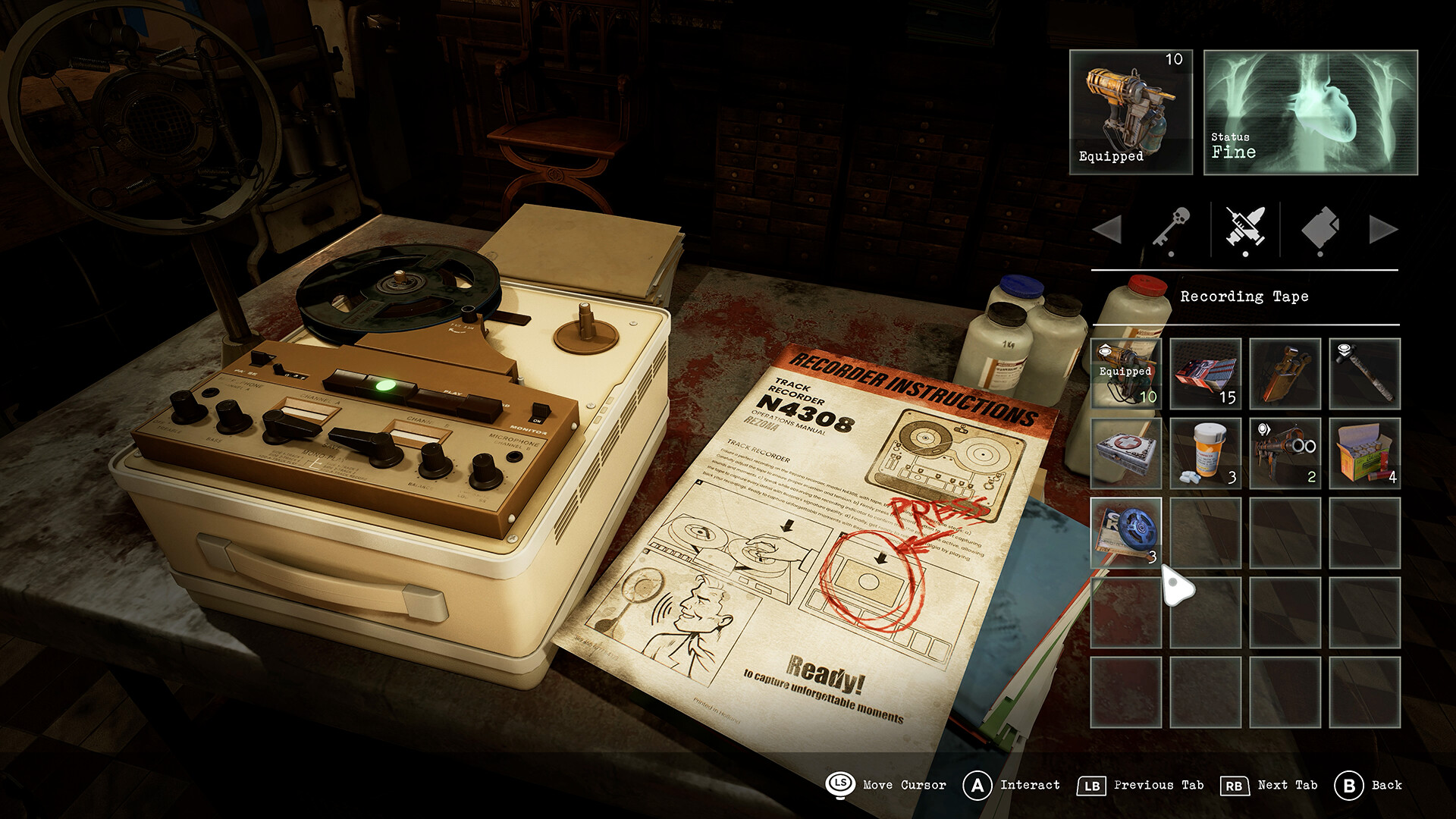 Tormented Souls 2, interface d'inventaire