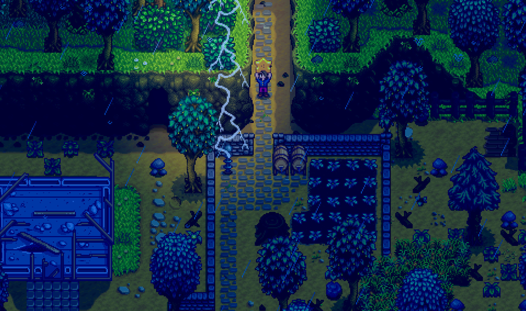 Fût Stardew Valley, ferme de nuit