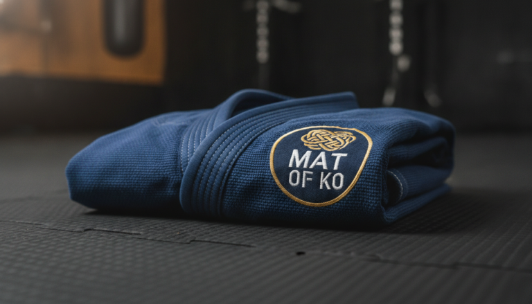 Photographie de Kimono BJJ Mat Of Ko haute performance sur tatami.
