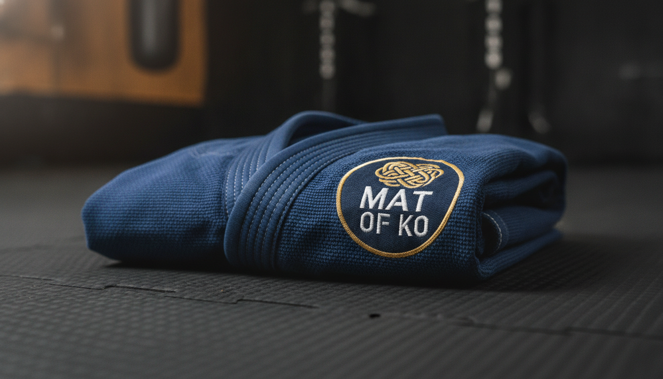Photographie de Kimono BJJ Mat Of Ko haute performance sur tatami.